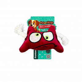 PetzzDogs Two Eyes Sesli Dayanıklı Peluş Köpek Çiğneme Oyuncağı- Bordo 19x19 Cm