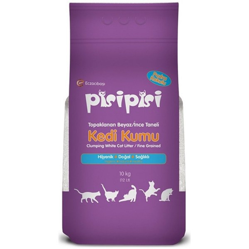 Pisipisi 10 Kg Topaklaşan Bentonit İnce Kedi Kumu | Doğal Kedi Kumu