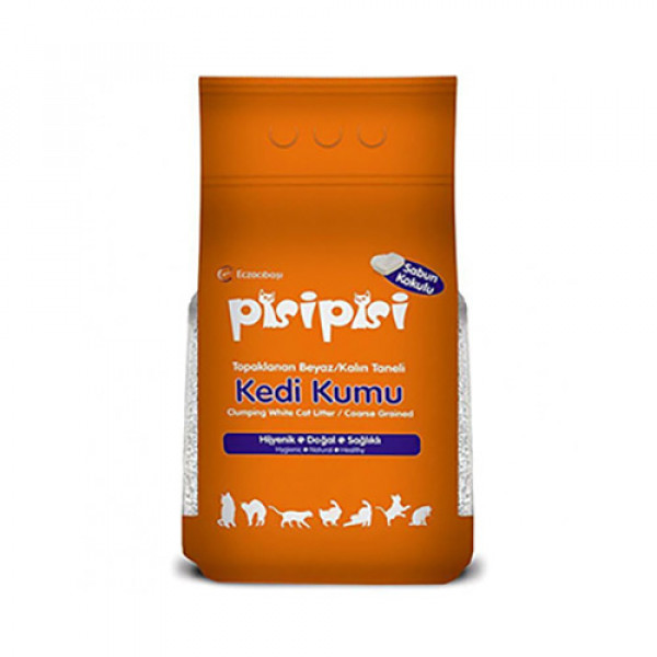 Pisipisi 2 Adet Sabun Kokulu Kalın Bentonit Kedi Kumu 5 Kg | Doğal Kedi Kumu