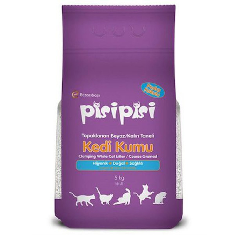 Pisipisi 5 Kg Topaklaşan Bentonit Kalın Kedi Kumu | Doğal Kedi Kumu