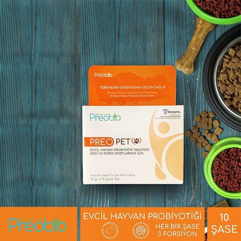 Preobio 10x10 Gr Pet Kedi Köpek ve Evcil Hayvan Toz Probiyotik Takviyesi | Köpek Vitamini