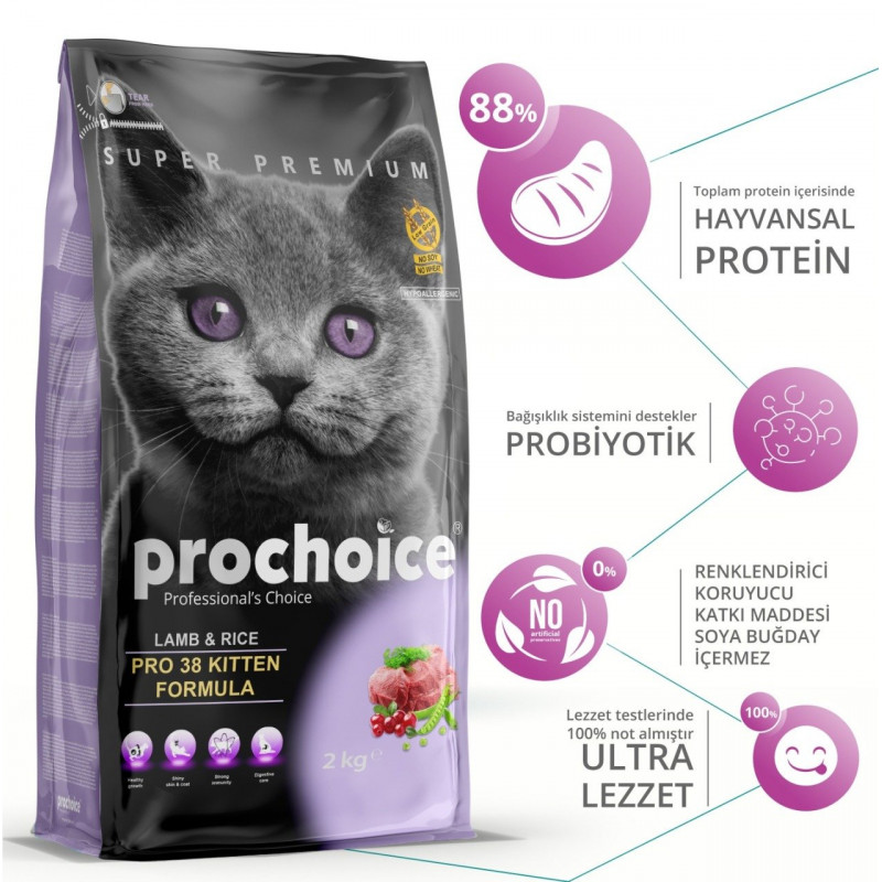 Pro Choice 2 Kg Pro 38 Cat Kıtten Lamb & Rıce | Yavru Kedi Kuru Maması