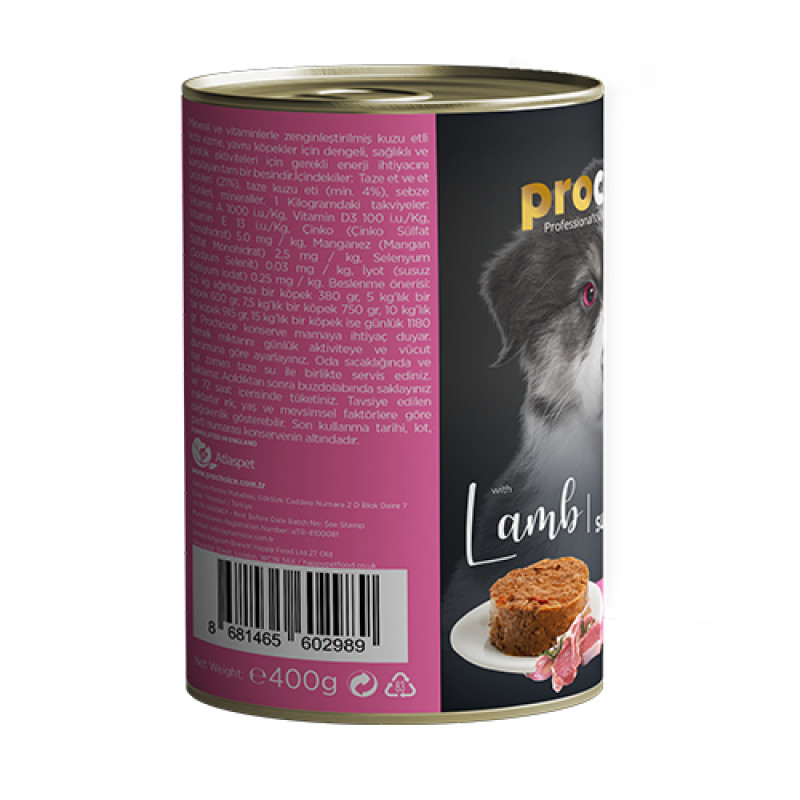 Pro Choice 6 Adet Puppy Kuzulu Yavru 400 Gr | Tavru Köpek Konservesi