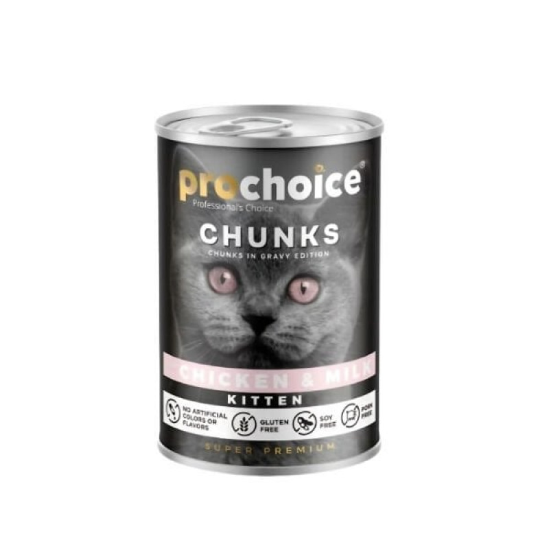 Prochoice 400 Gr  Tavuklu ve Sütlü Gravy Soslu Yavru Kedi Konservesi 