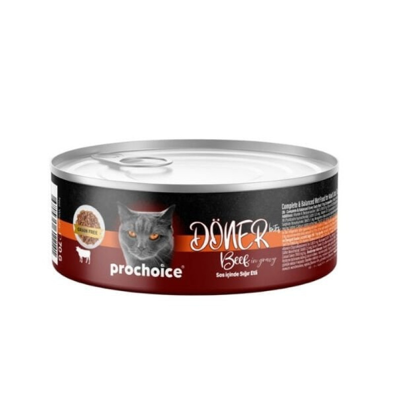 Prochoice 70 Gr Döner Bites Sos İçinde Sığır Etli Yetişkin Konserve Kedi Maması 