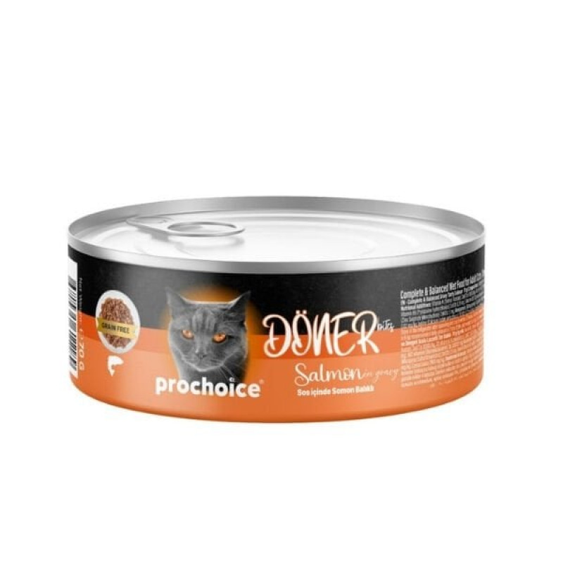 Prochoice 70 Gr Döner Bites Sos İçinde Somonlu Yetişkin Konserve Kedi Maması 