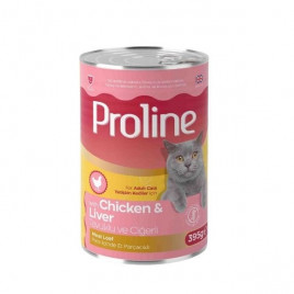 Proline 395 Gr Pate İçinde Et Parçacıklı Tavuklu ve Ciğerli Yetişkin Konserve Kedi Maması 