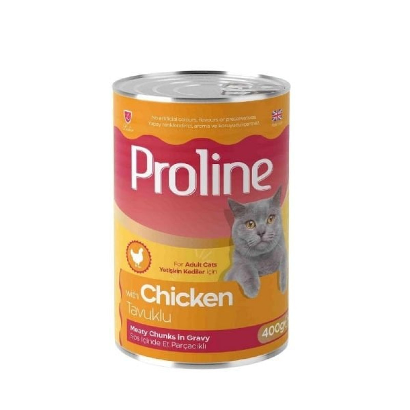 Proline 400 Gr Sos İçinde Et Parçacıklı Tavuklu Yetişkin Konserve Kedi Maması 