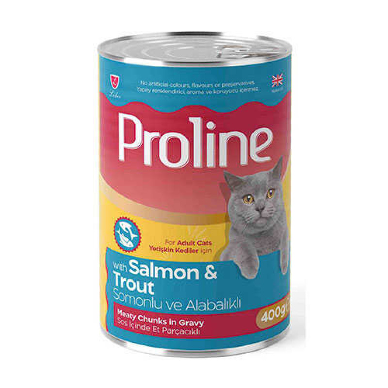 Proline Somonlu ve Alabalıklı Sos İçinde Gravy Yetişkin Kedi Konservesi 24 Adet 400 Gr