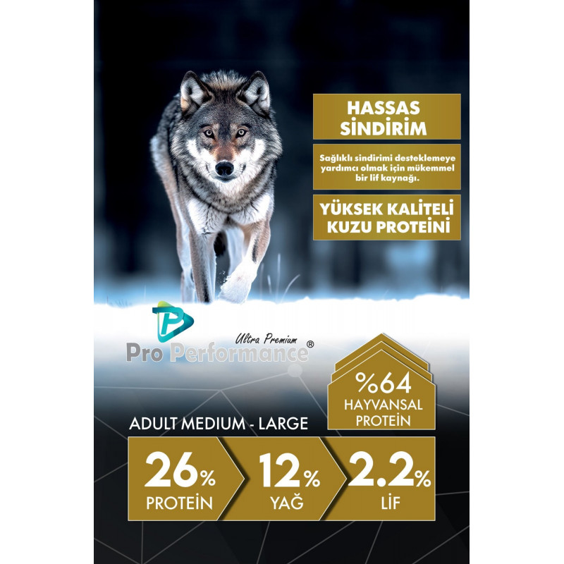 Pro Performance 12 Kg Kuzu Etli ve Yaban Mersinli Orta ve Büyük Irk Yetişkin Köpek Maması 