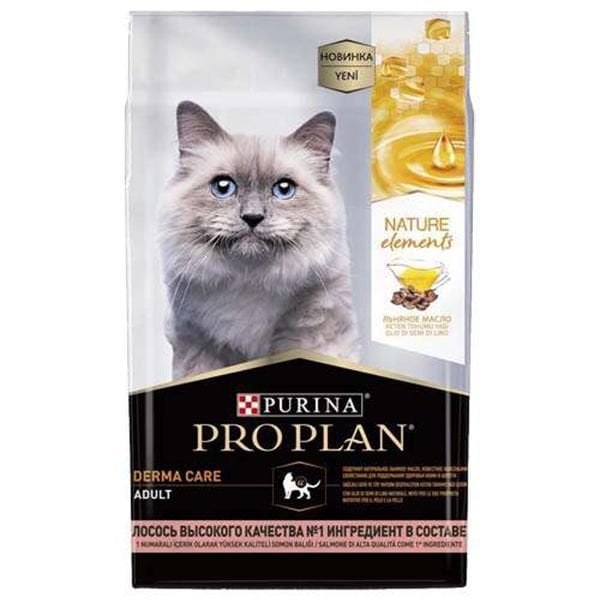 Pro Plan 1,4 Kg Nature Elements Derma Care Keten Tohumu ve Somon | Yetişkin Kuru Kedi Maması