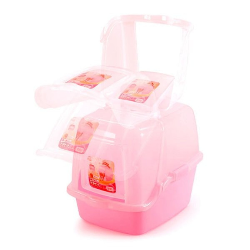 Qh Pet Cage M Pet Zone Filtreli Kapalı Tuvalet Pembe | Kapalı Kedi Tuvaleti