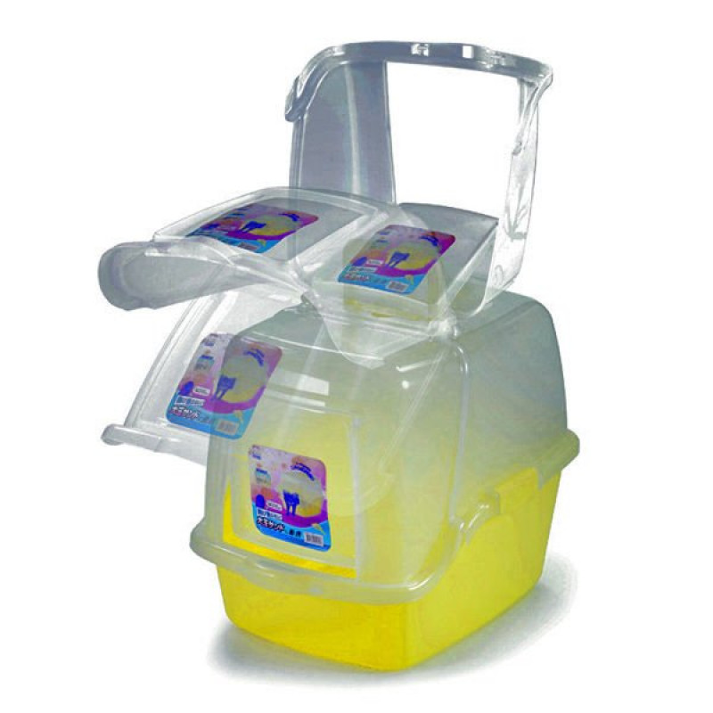 Qh Pet Cage M Pet Zone Filtreli Kapalı Tuvalet Sarı | Kapalı Kedi Tuvaleti