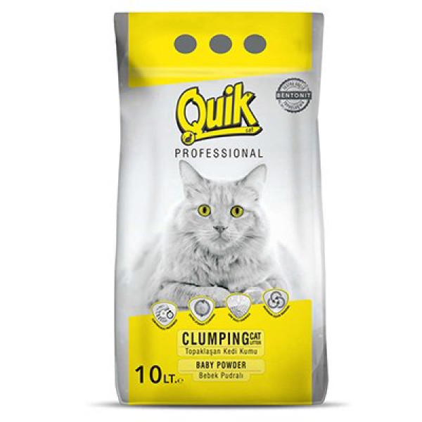 Quik 10 Lt Bebek Pudralı İnce Taneli Kedi Kumu | Granül Kedi Kumu