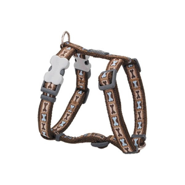 Red Dingo 12 Mm Bone Yard Desenli Kahverengi Göğüs Tasması | Köpek Göğüs Tasması