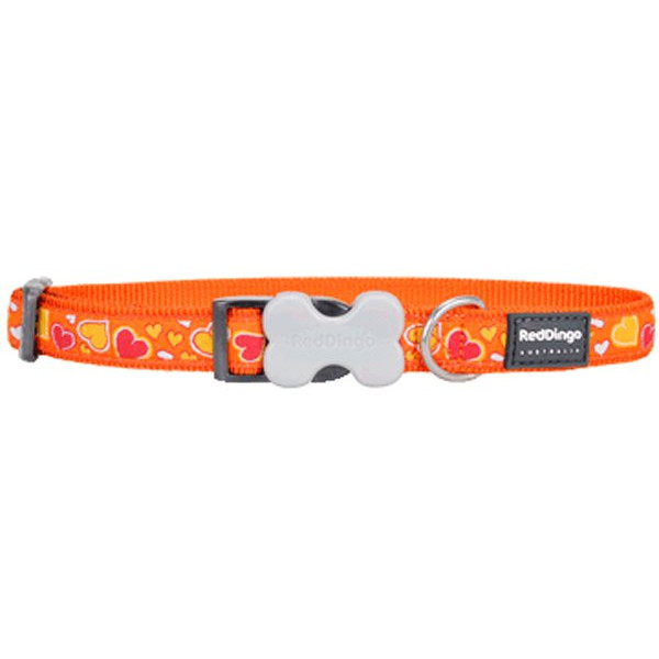 Red Dingo 12 Mm Breezy Love Desenli Turuncu Boyun Tasması | Köpek Boyun Tasması