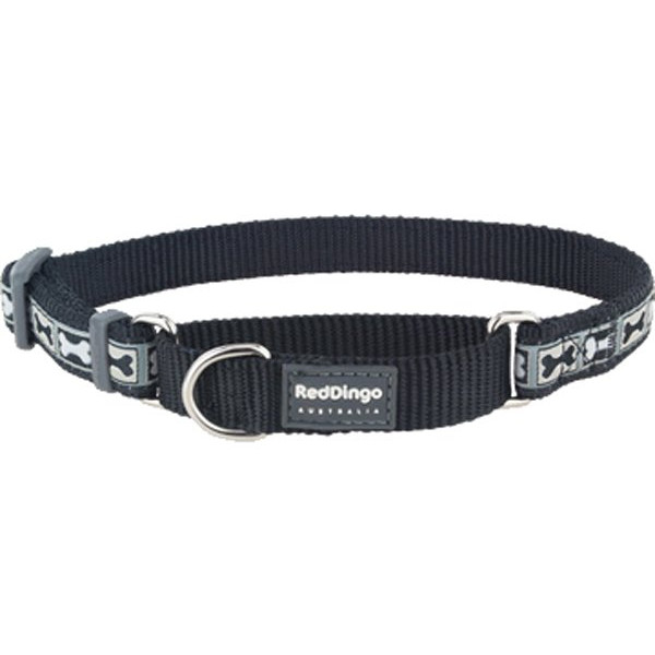 Red Dingo 20mm Bone Yard Desenli Siyah Boyun Eğitim Tasması | Köpek Eğitim Tasması