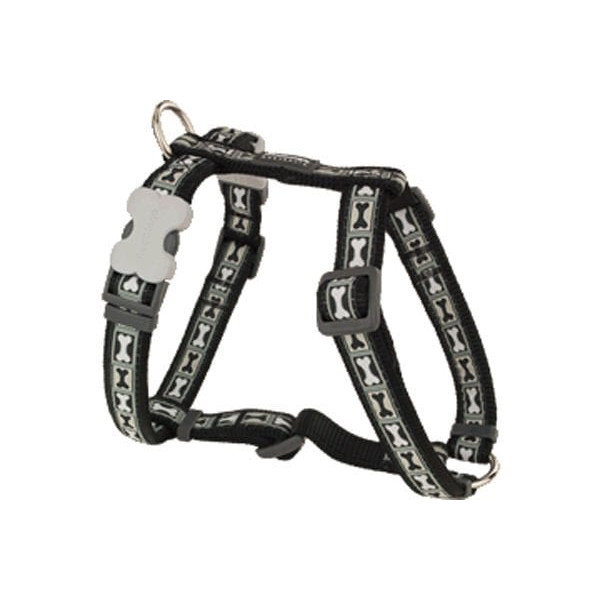 Red Dingo 20mm Bone Yard Desenli Siyah Göğüs Tasması | Köpek Göğüs Tasması