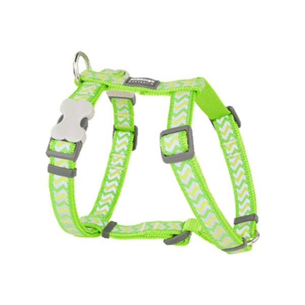 Red Dingo 25 Mm Reflektörlü Ziggy Desenli Lime Göğüs Tasması | Köpek Göğüs Tasması