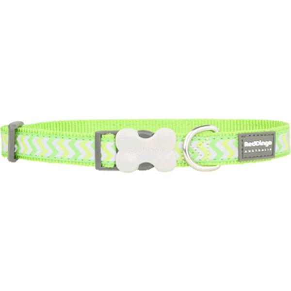 Red Dingo 25mm Reflektörlü Ziggy Desenli Lime Boyun Tasması | Köpek Boyun Tasması