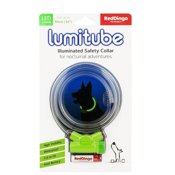 Red Dingo 50 Cm Lumitube Yeşil Işıklı S-M | Köpek Boyun Tasması