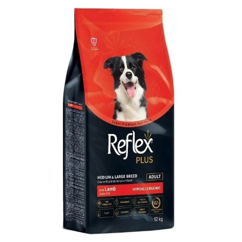 Reflex Plus 12 Kg Kuzu Etli Orta ve Büyük Irk Yetişkin Köpek Maması 