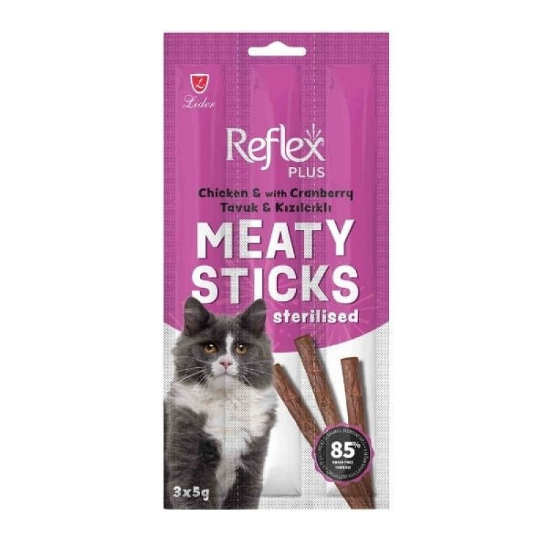 Reflex Plus 3x5 Gr Tavuklu ve Kızılcıklı Kısırlaştırılmış Yetişkin Kedi Ödül Maması 