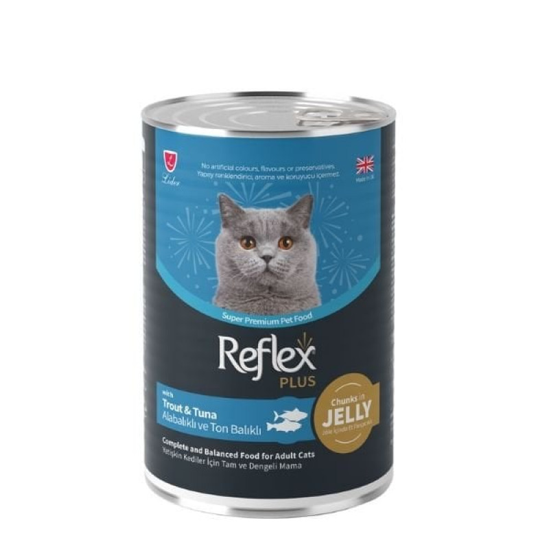 Reflex Plus 400 Gr Jöle İçinde Alabalıklı ve Ton Balıklı Yetişkin Konserve Kedi Maması 