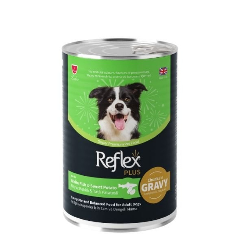 Reflex Plus 400 Gr Sos İçinde Beyaz Balıklı ve Tatlı Patatesli Yetişkin Konserve Köpek Maması 