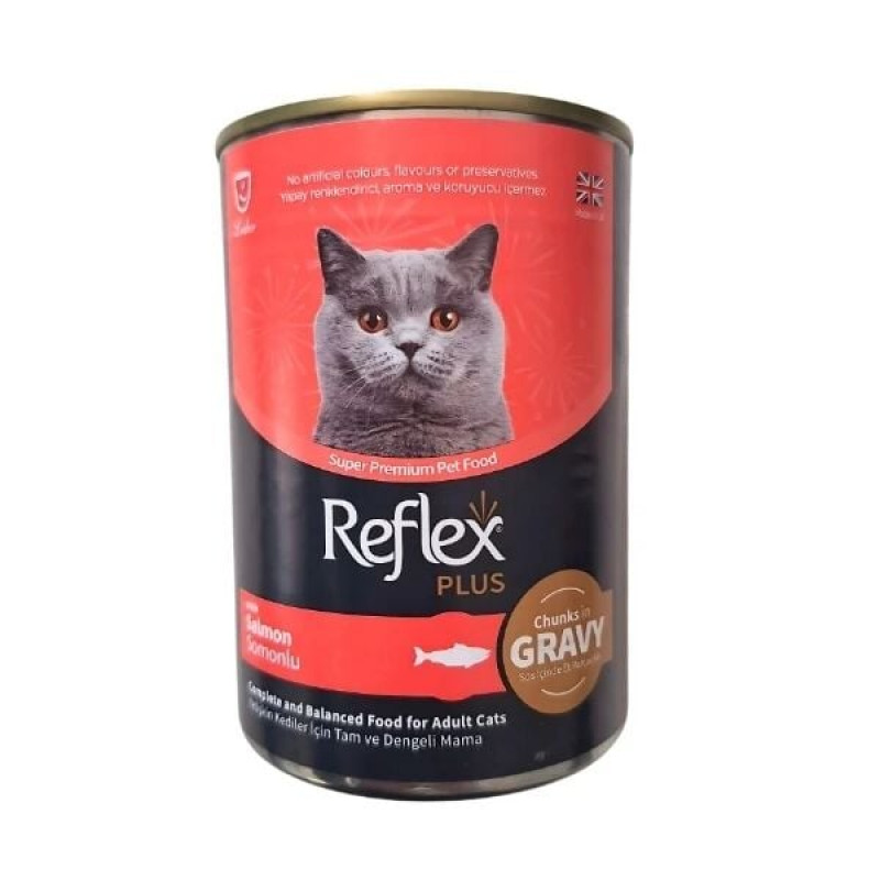 Reflex Plus 400 Gr Sos İçinde Et Parçacıklı Somonlu Yetişkin Konserve Kedi Maması 