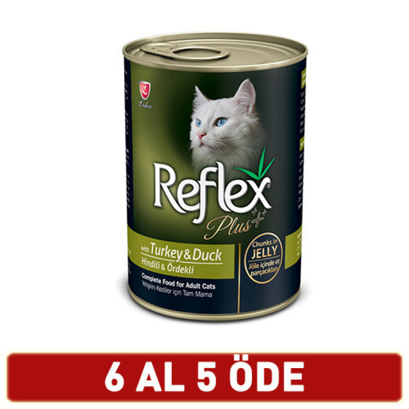Reflex Plus 6 Adet Jöle İçinde Hindili ve Ördekli Yetişkin 400 Gr | Yetişkin Kedi Maması