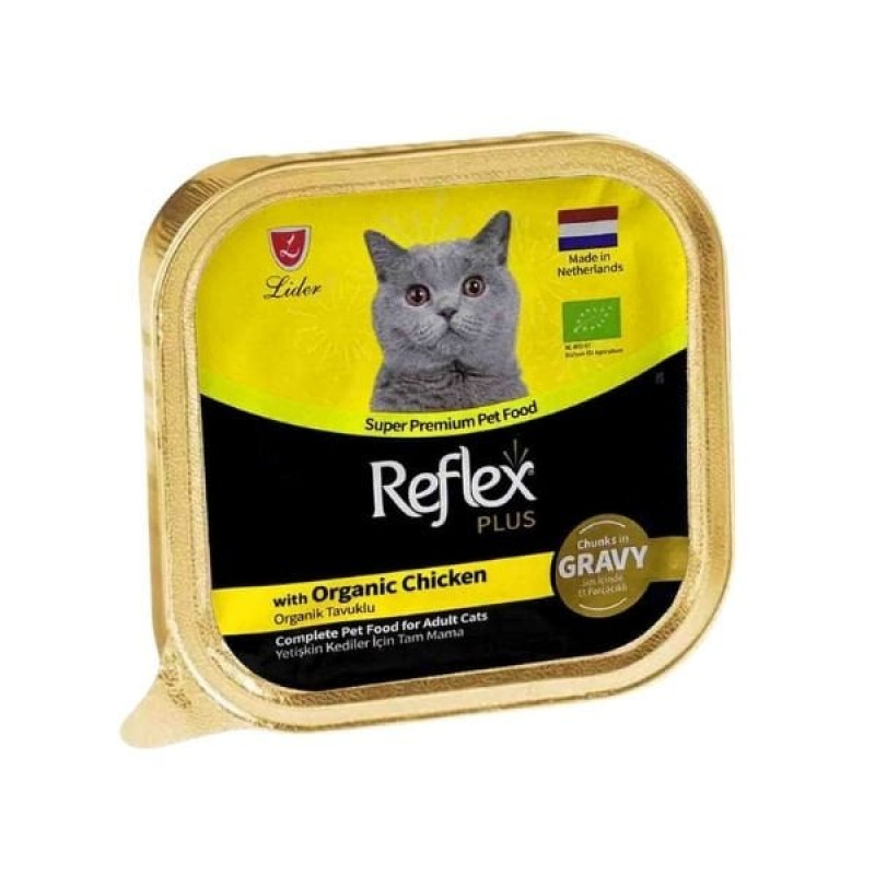 Reflex Plus 85 Gr Sos İçinde Parça Organik Tavuk Etli Yetişkin Konserve Kedi Maması