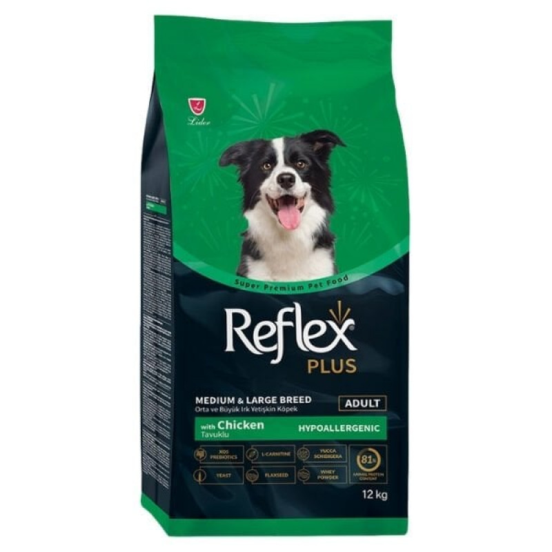 Reflex Plus Adult 12 Kg Orta ve Büyük Irk Tavuklu Yetişkin Köpek Maması 