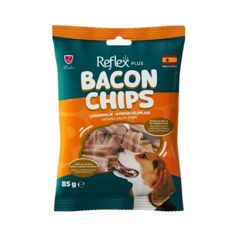 Reflex Plus Bacon Chips 85 Gr Çiğnemelik Jambon Dilimleri Köpek Ödül Maması 
