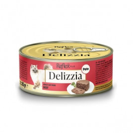 Delizzia 85 Gr Kıyılmış Dana Etli Yetişkin Konserve Kedi Maması 