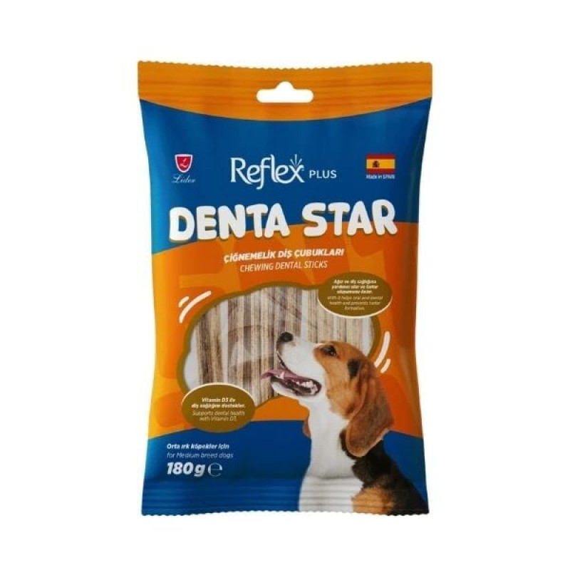 Reflex Plus Denta Star 180 Gr Çiğnemelik Diş Çubukları Orta Irk Yetişkin Köpek Ödül Maması 