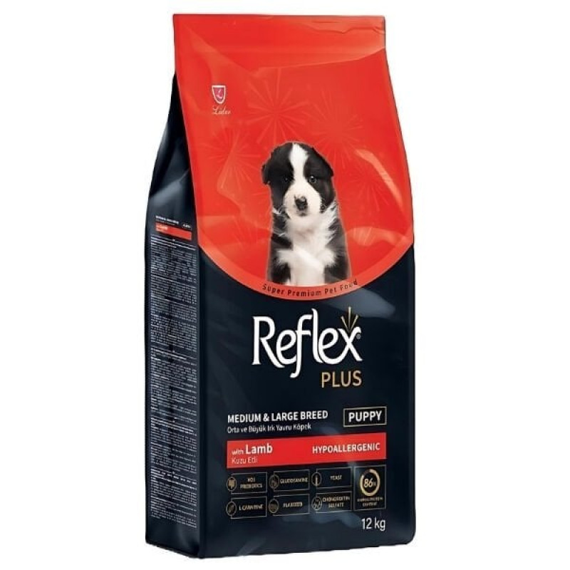 Reflex Plus Hypoallergenic 12 Kg Kuzu Etli Orta ve Büyük Irk Yavru Köpek Maması 