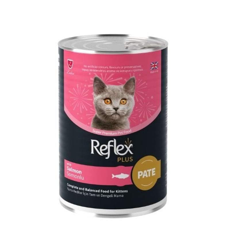 Reflex Plus Pate  395 Gr İçinde Somonlu Yavru Konserve Kedi Maması 