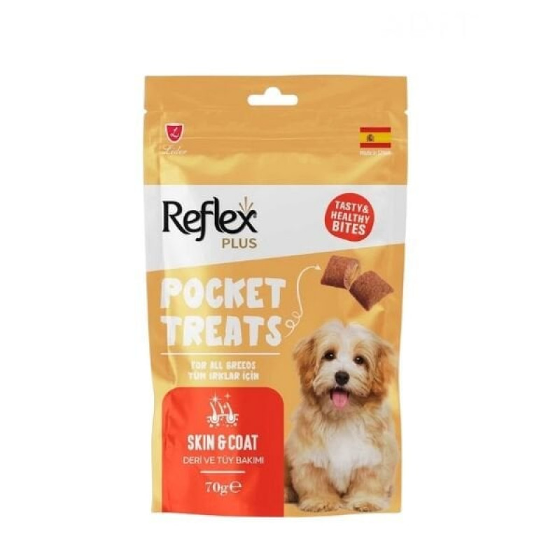 Reflex Plus Pocket Treats 70 Gr  Deri Ve Tüy Bakımı için Köpek Ödül Maması 