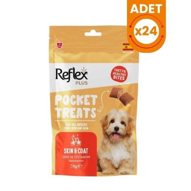 Reflex Plus Pocket Treats 70 Gr  Deri Ve Tüy Bakımı için Köpek Ödül Maması 