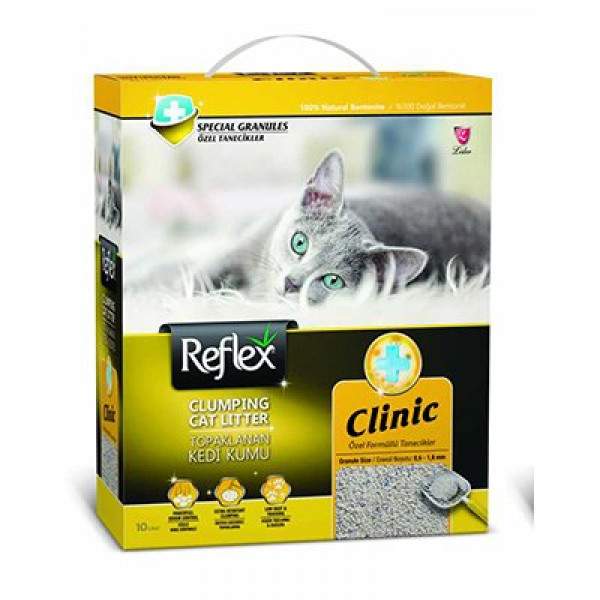 Reflex 10 Lt Klinik Özel Tanecik Süper Hızlı Topaklanan Kedi Kumu | Doğal Kedi Kumu