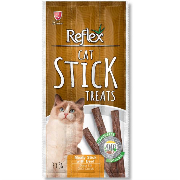 Reflex 3 Adet Dana Etli Yetişkin Ödül Çubuk 5 Gr | Stick Kedi Ödül Maması