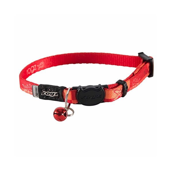 Rogz Catz S KiddyCat Halsband Kuş Desenli Dokuma Boyun Tasması Kırmızı 1,1x20-31 Cm | Kedi Boyun Tasması