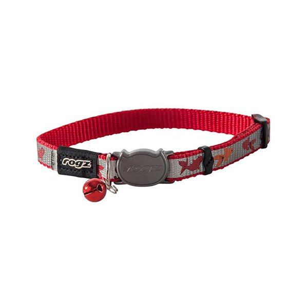 Rogz Catz S Reflectocat Halsband Japon Balığı Desenli Boyun Tasması Kırmızı 1,1x20-31 Cm | Kedi Boyun Tasması