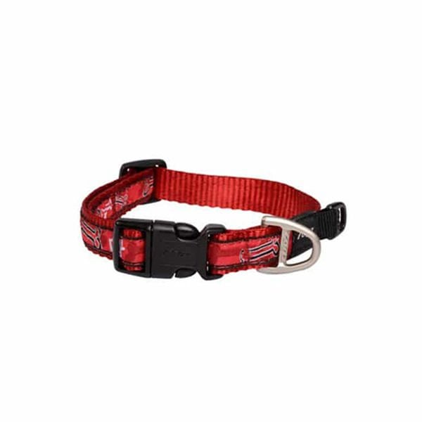 Rogz L Fancy Dress Halsband Kemik Desenli Boyun Tasması Kırmızı 2x34-56 Cm | Köpek Boyun Tasması