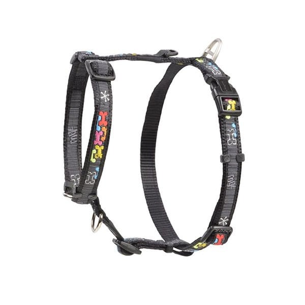 Rogz L Fancy Dress Tuig Kemik Desenli Göğüs Tasması Siyah 2x45-75 Cm | Köpek Göğüs Tasması