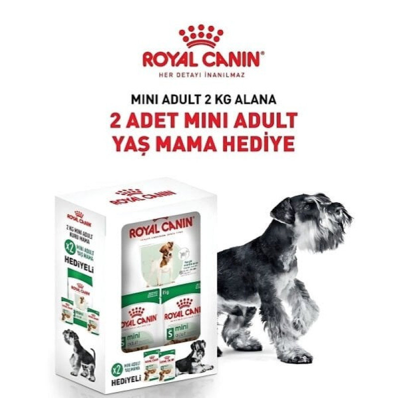Royal Canin Mini Adult Küçük Irk Yetişkin Köpek Maması 2 Kg+2 Konserve Hediyeli