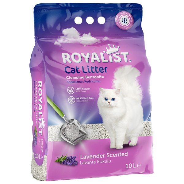 Royalist 10 Lt Süper Topaklanan Lavanta Kokulu Bentonit Doğal Kedi Kumu | Doğal Kedi Kumu