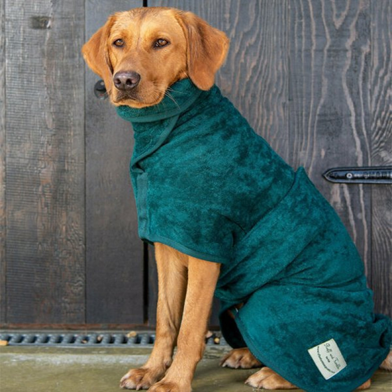 Ruff & Tumble 30-36 Cm Süper Emici Pamuklu Bornoz Zümrüt Yeşili DM | Köpek Şampuanı