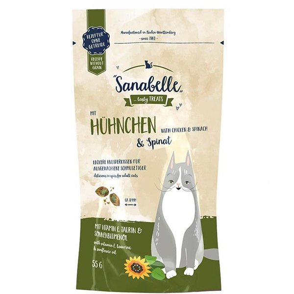 Sanabelle 55 Gr Crispies Tavuk ve Ispanak | Kedi Bisküvi Ödül Maması